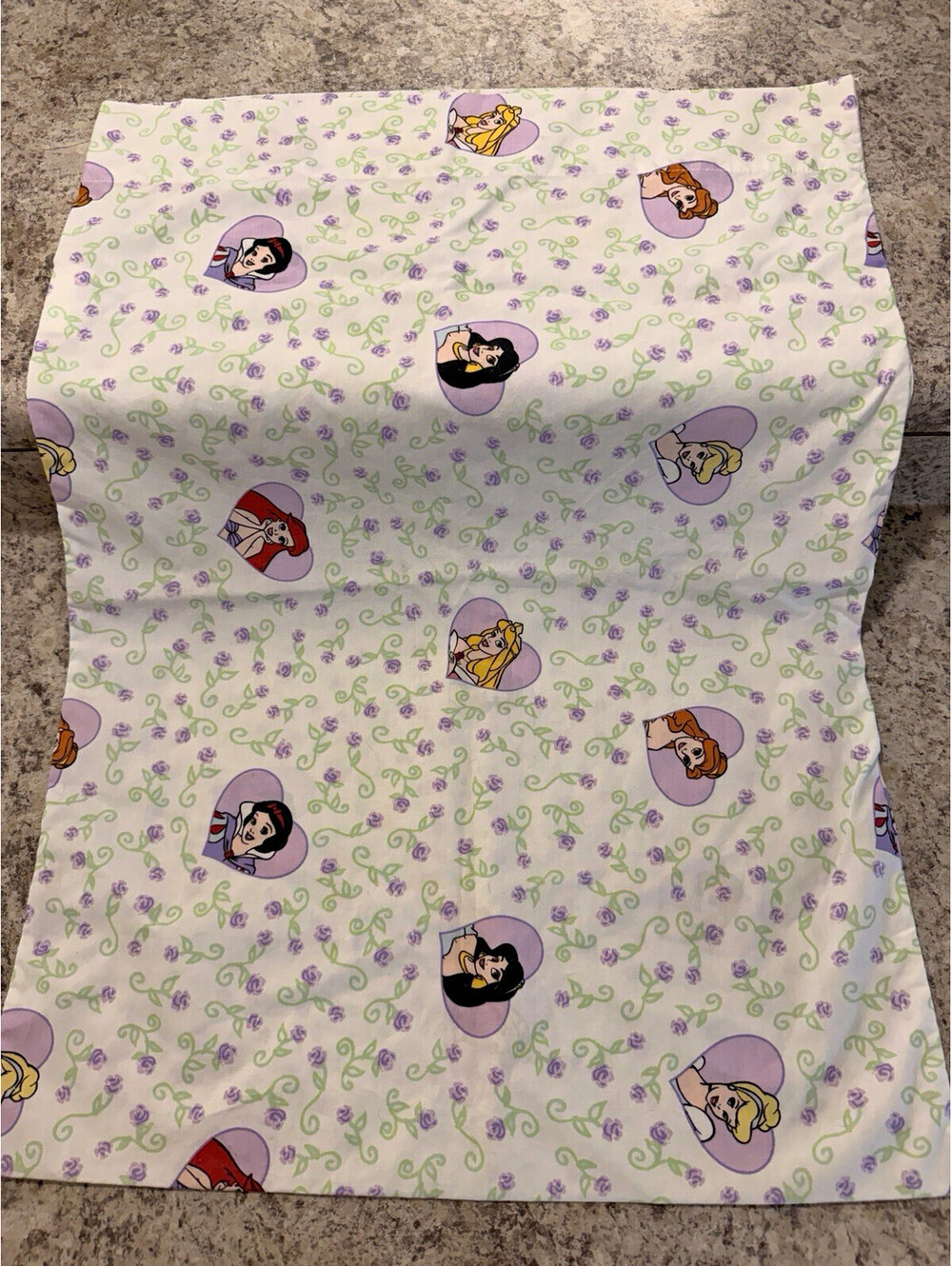 Vintage Disney Princess Standard Cotton Pillowcase Cinderella belle Ariel